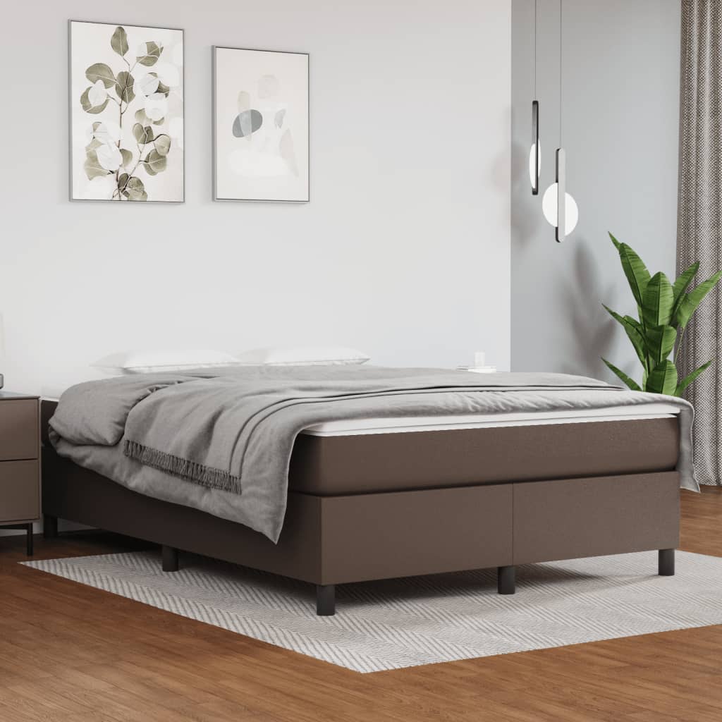 Boxspring bed kunstleer bruin 140x200 cm is nu te koop bij PeponiXL, paradijselijk wonen!