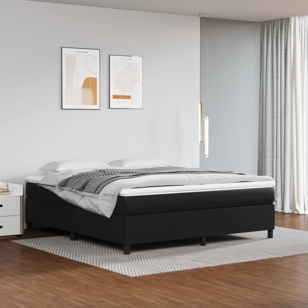 Boxspring bed kunstleer zwart 160x200 cm is nu te koop bij PeponiXL, paradijselijk wonen!