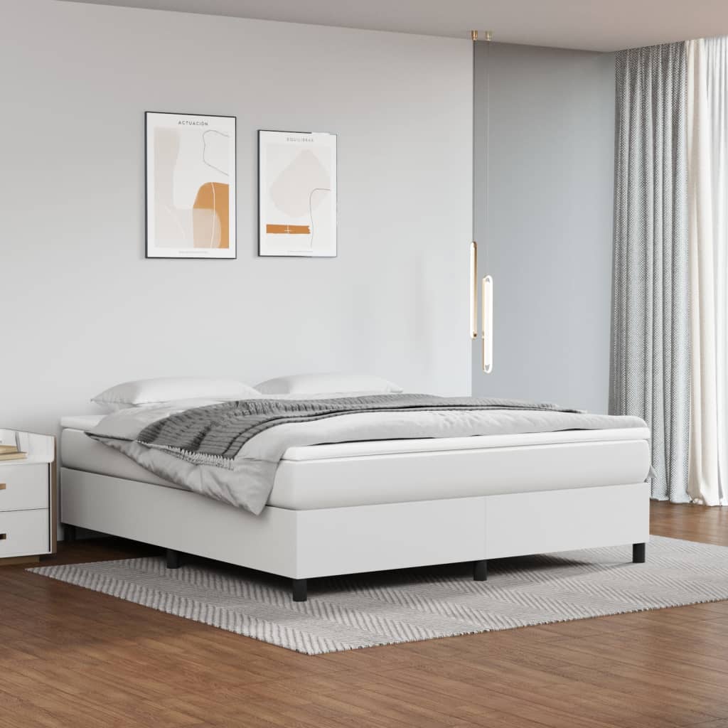 Boxspring bed kunstleer wit 160x200 cm is nu te koop bij PeponiXL, paradijselijk wonen!