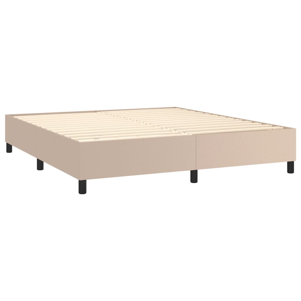 Boxspring bed kunstleer cappuccinokleurig 160x200 cm is nu te koop bij PeponiXL, paradijselijk wonen!