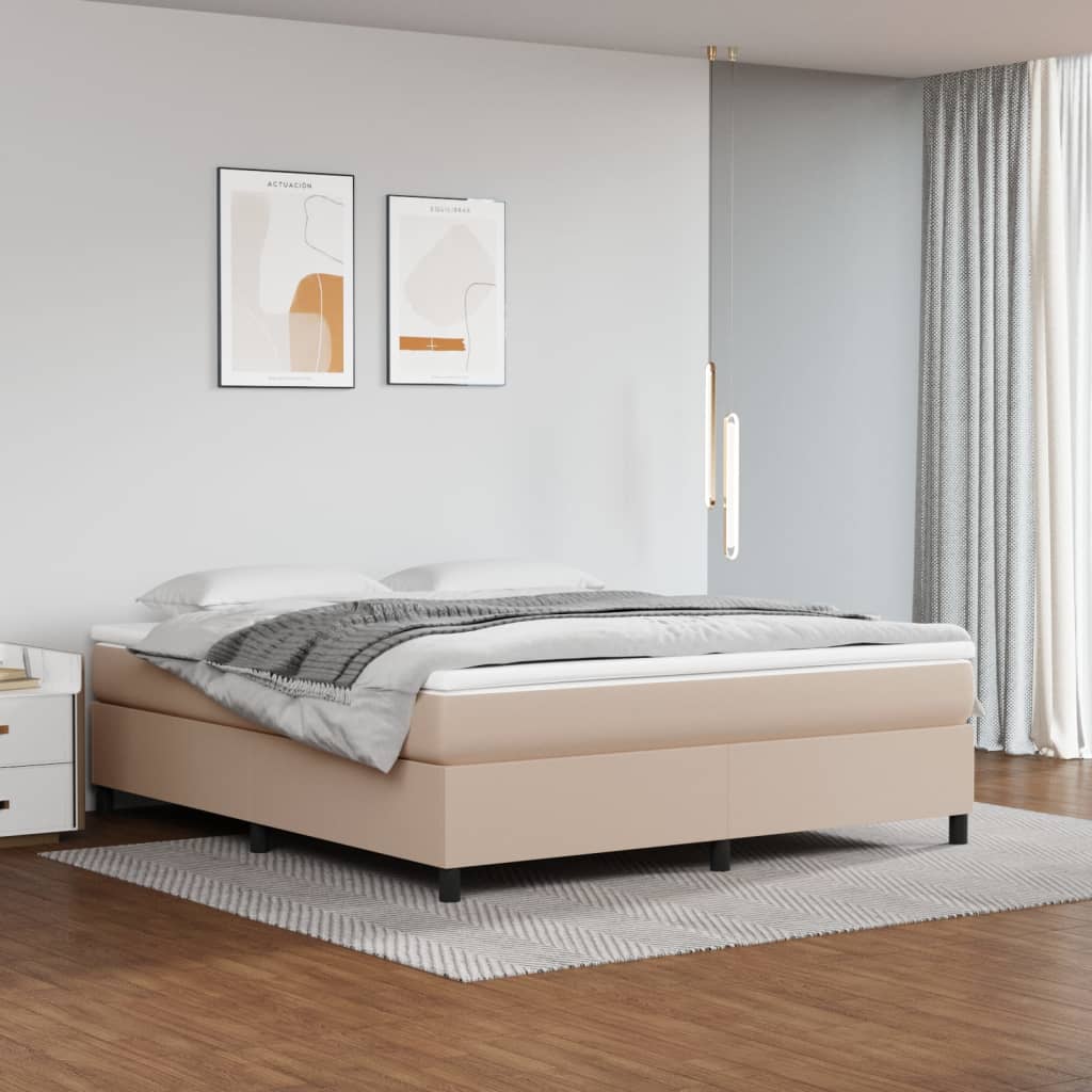 Boxspring bed kunstleer cappuccinokleurig 160x200 cm is nu te koop bij PeponiXL, paradijselijk wonen!