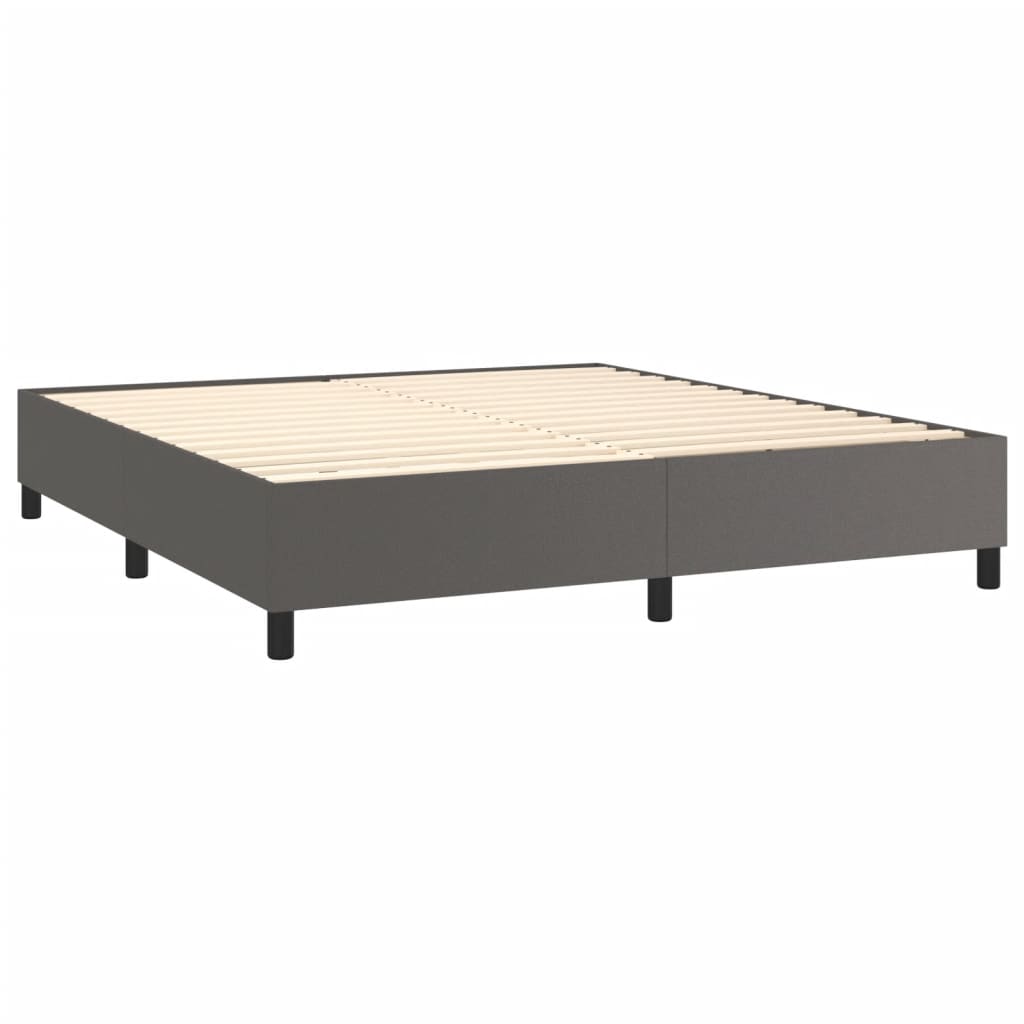 Boxspring bed kunstleer grijs 180x200 cm is nu te koop bij PeponiXL, paradijselijk wonen!