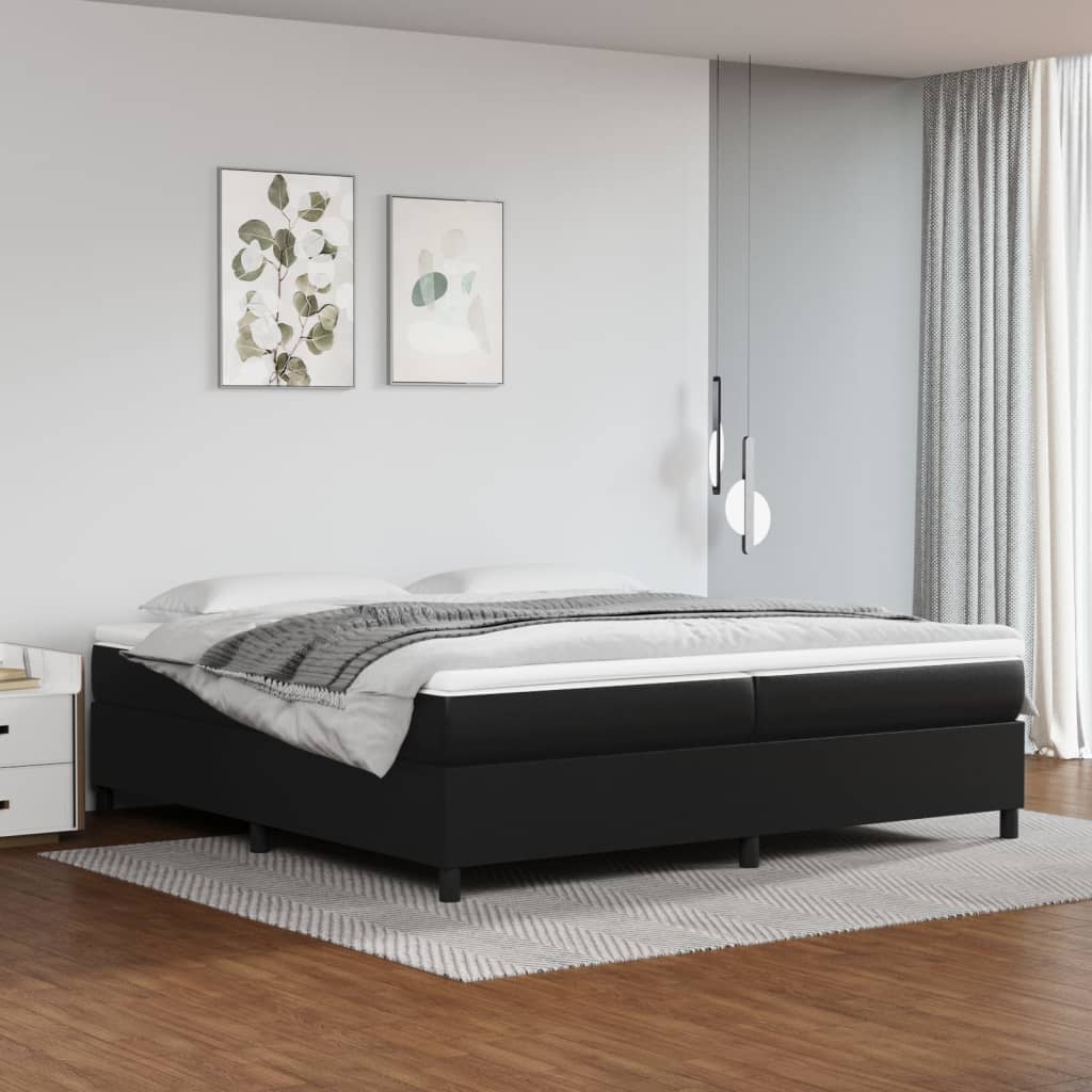 Boxspring bed kunstleer zwart 200x200 cm is nu te koop bij PeponiXL, paradijselijk wonen!