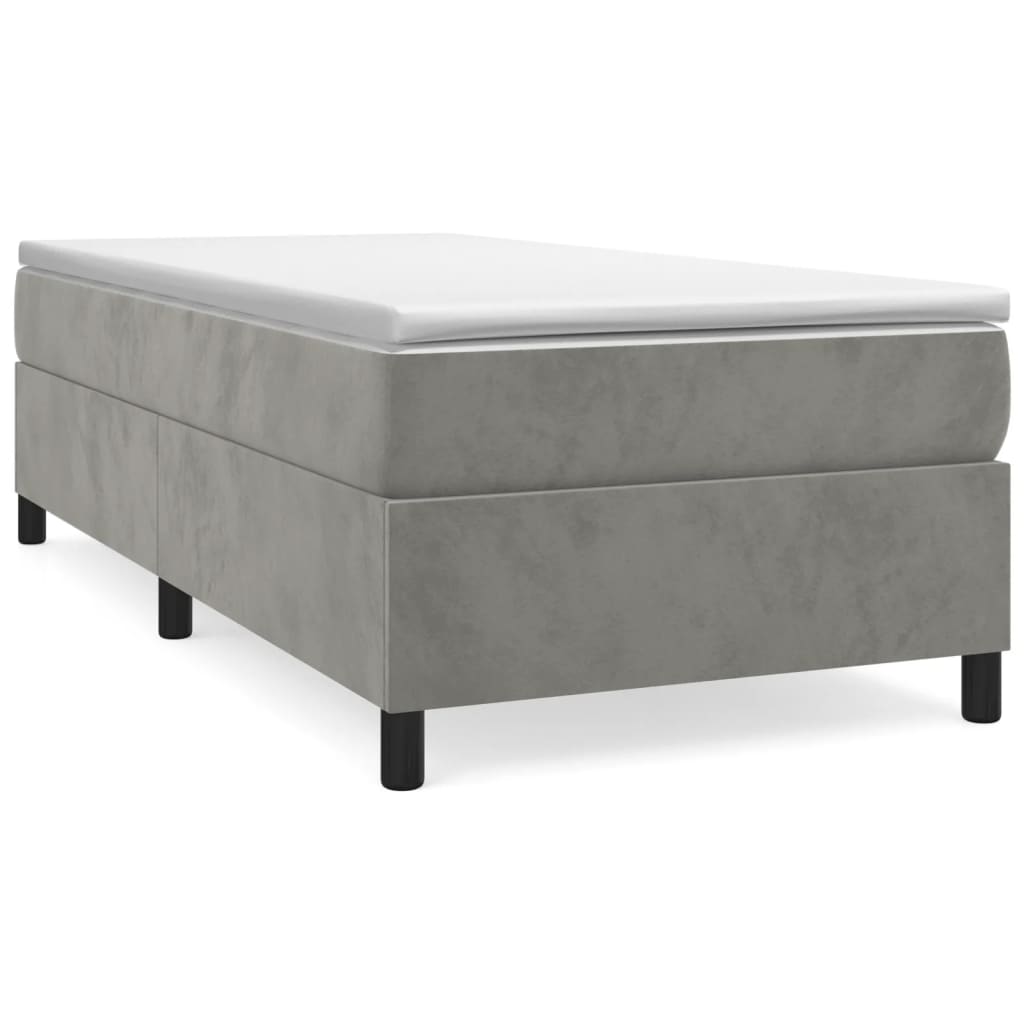 Boxspring bed 80x200 cm fluweel lichtgrijs is nu te koop bij PeponiXL, paradijselijk wonen!