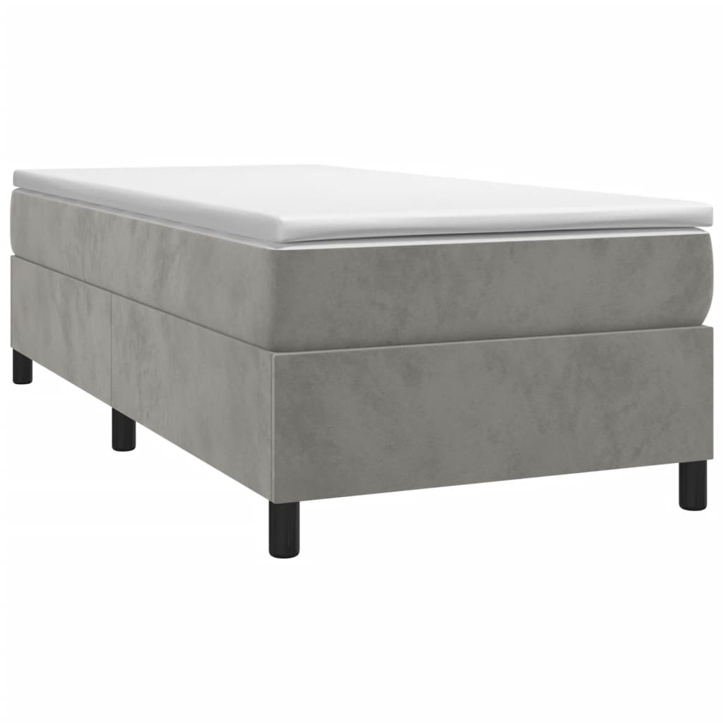 Boxspring bed 80x200 cm fluweel lichtgrijs is nu te koop bij PeponiXL, paradijselijk wonen!