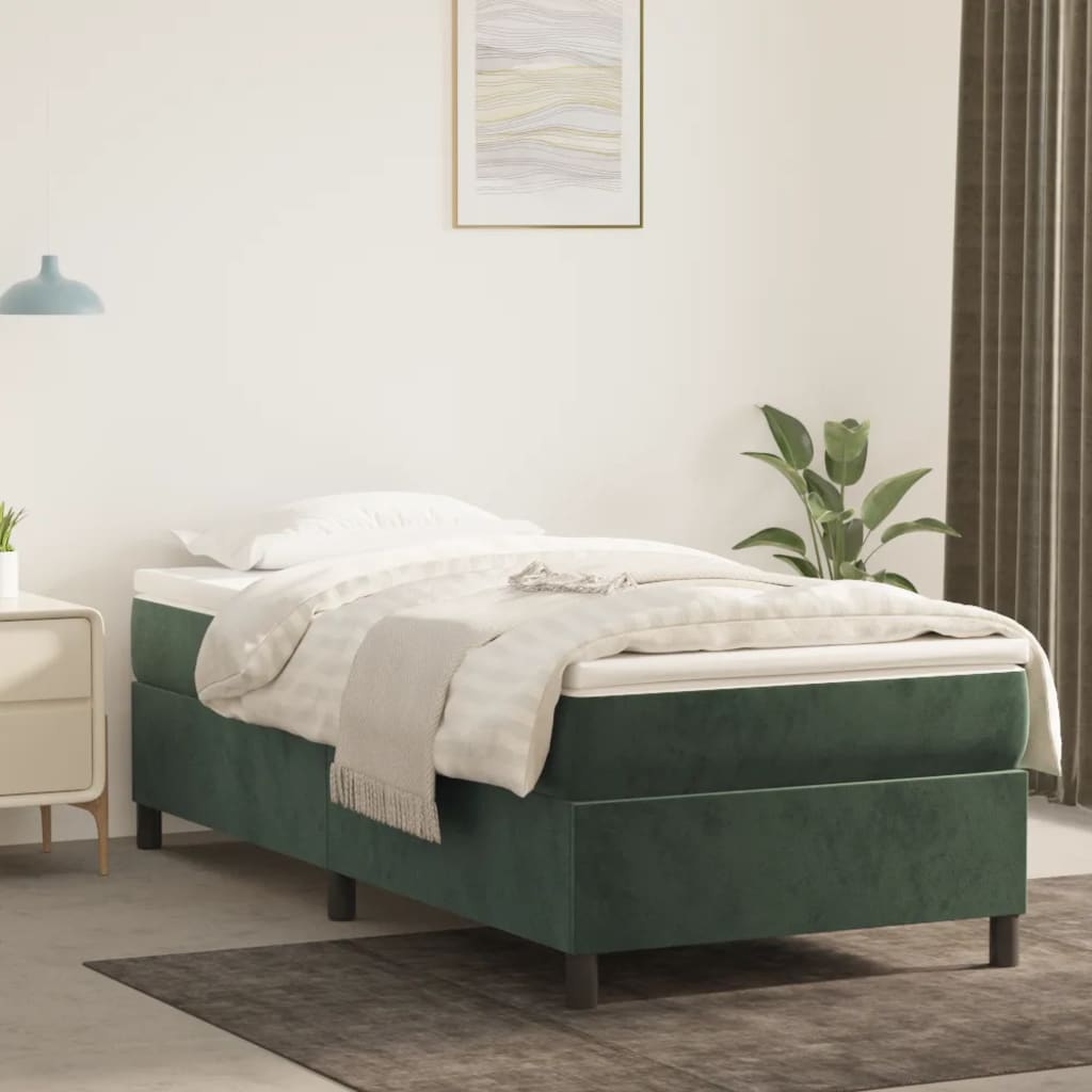 Boxspring bed 80x200 cm fluweel donkergroen is nu te koop bij PeponiXL, paradijselijk wonen!