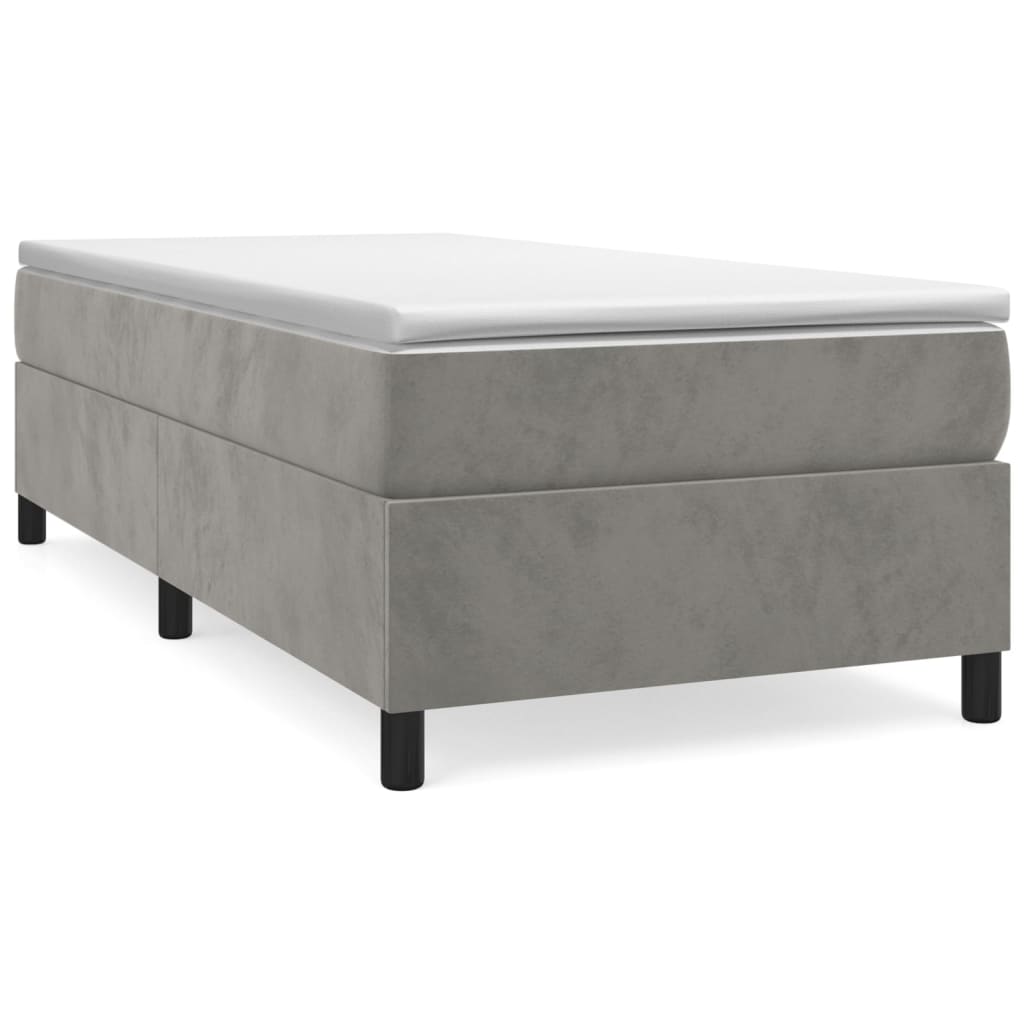 Boxspring bed 90x190 cm fluweel lichtgrijs is nu te koop bij PeponiXL, paradijselijk wonen!