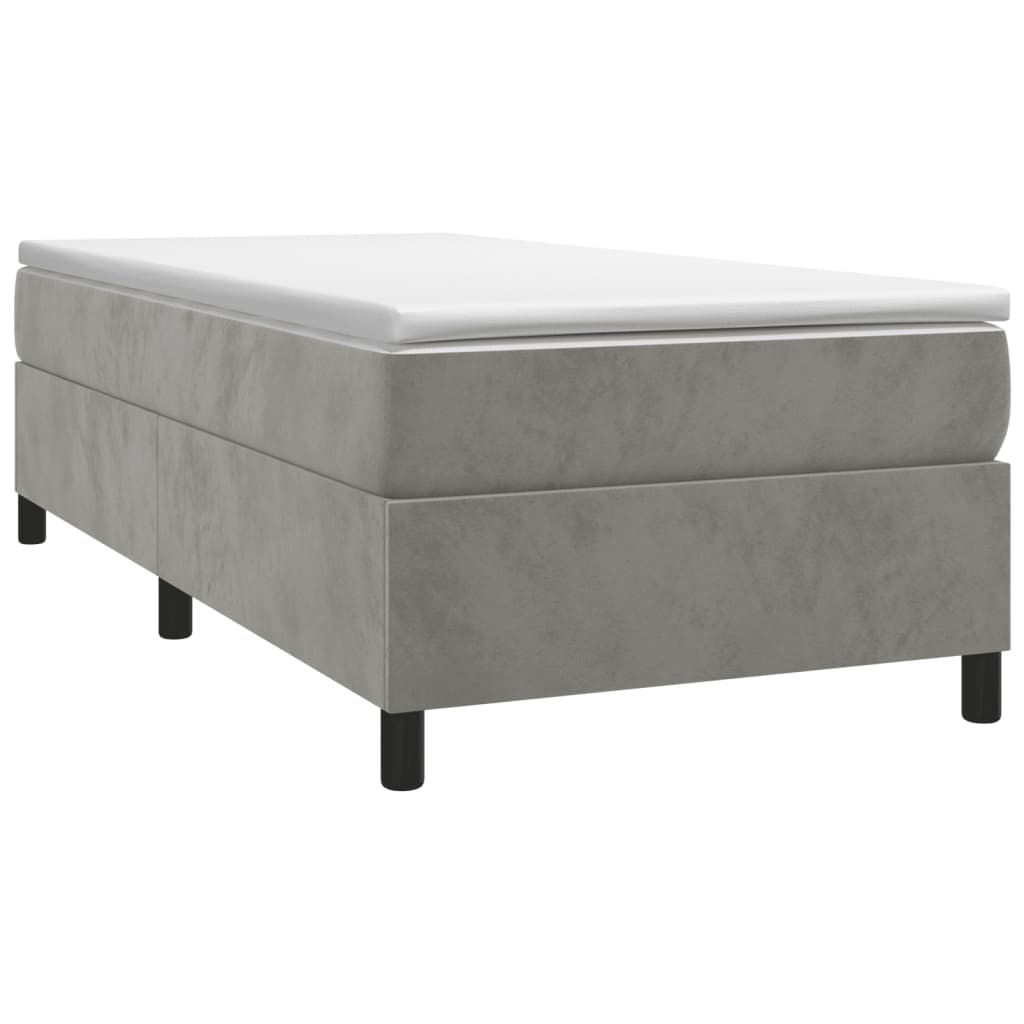 Boxspring bed 90x190 cm fluweel lichtgrijs is nu te koop bij PeponiXL, paradijselijk wonen!