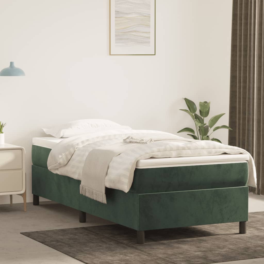Boxspring bed 90x190 cm fluweel donkergroen is nu te koop bij PeponiXL, paradijselijk wonen!