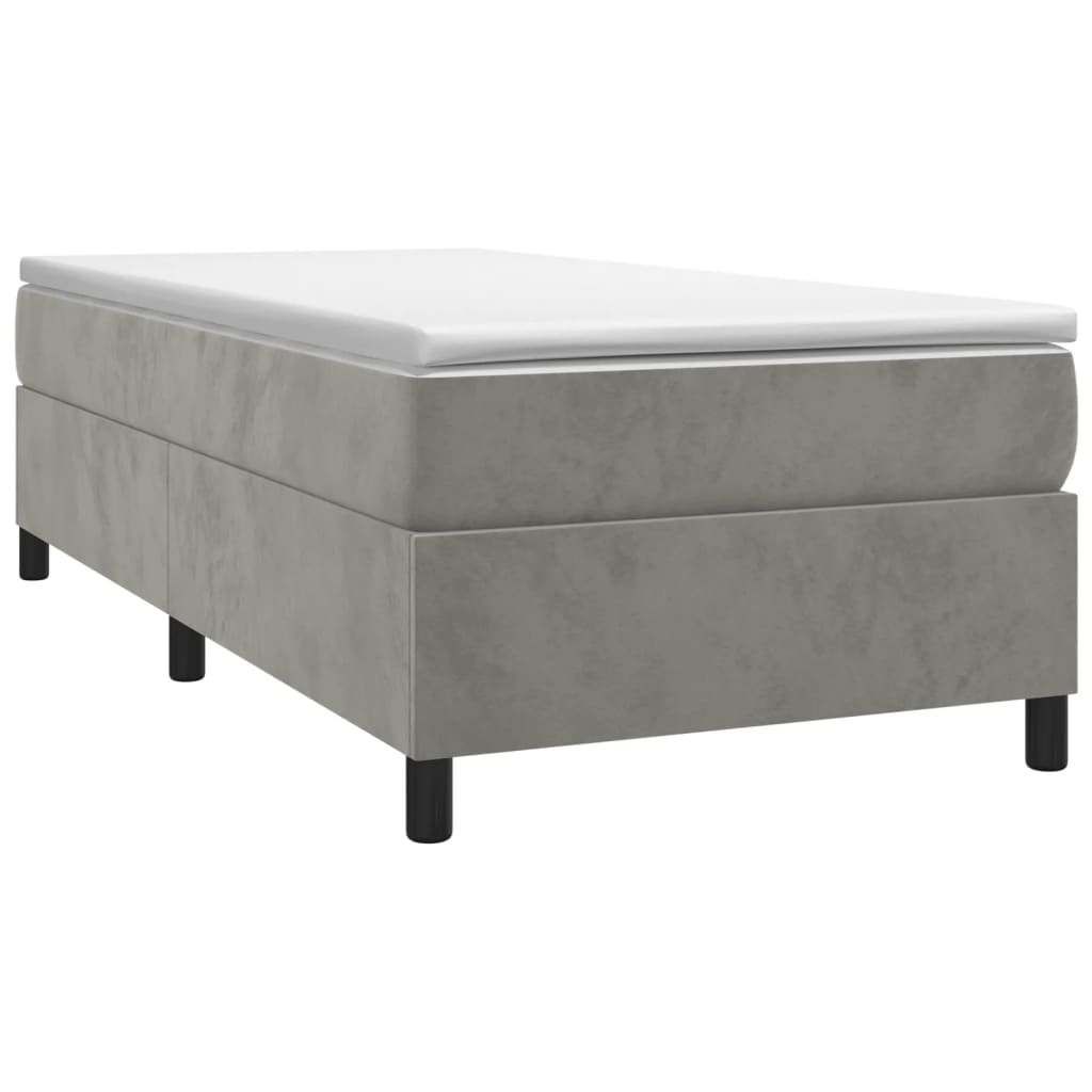 Boxspring bed 90x200 cm fluweel lichtgrijs is nu te koop bij PeponiXL, paradijselijk wonen!
