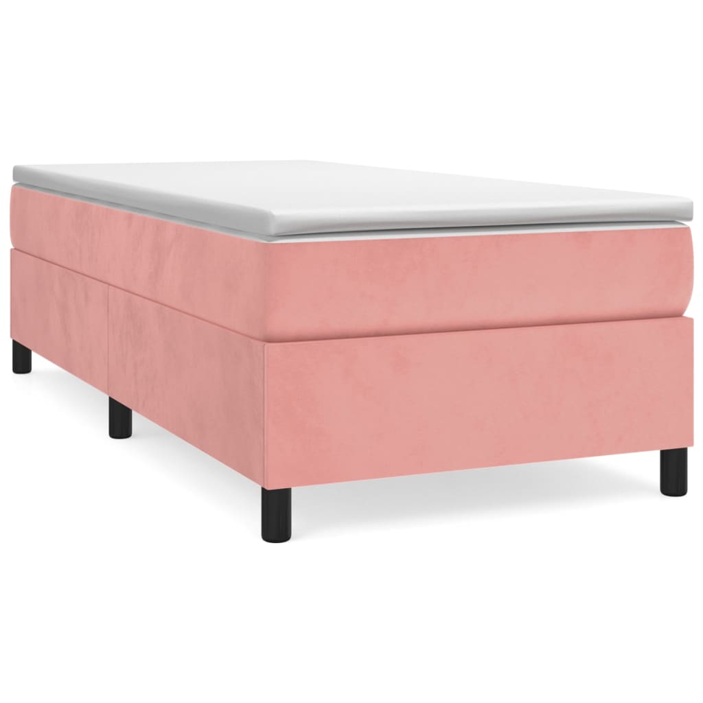 Boxspring bed fluweel roze 90x200 cm is nu te koop bij PeponiXL, paradijselijk wonen!