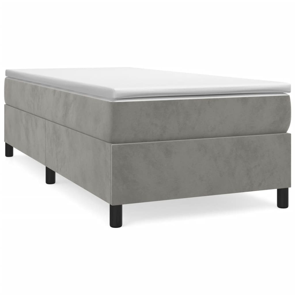 Boxspring bed 100x200 cm fluweel lichtgrijs is nu te koop bij PeponiXL, paradijselijk wonen!