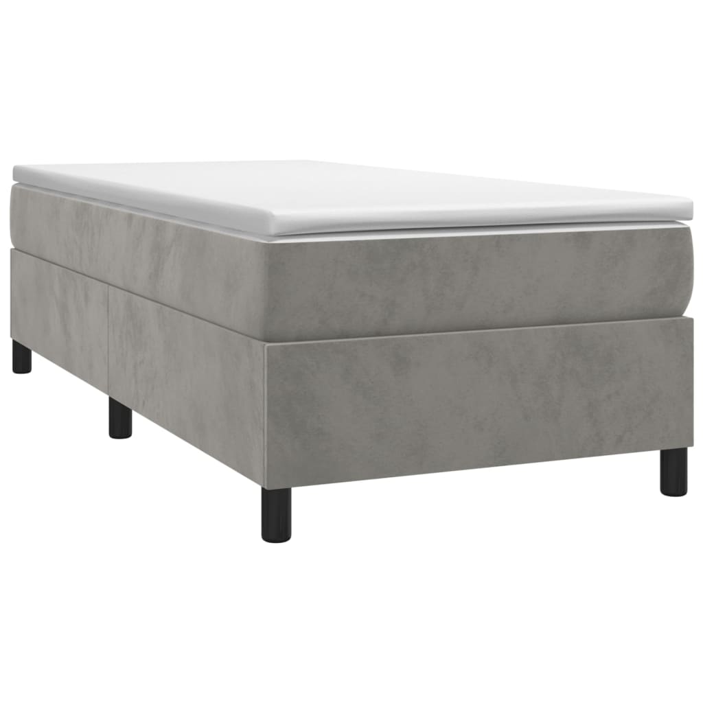 Boxspring bed 100x200 cm fluweel lichtgrijs is nu te koop bij PeponiXL, paradijselijk wonen!