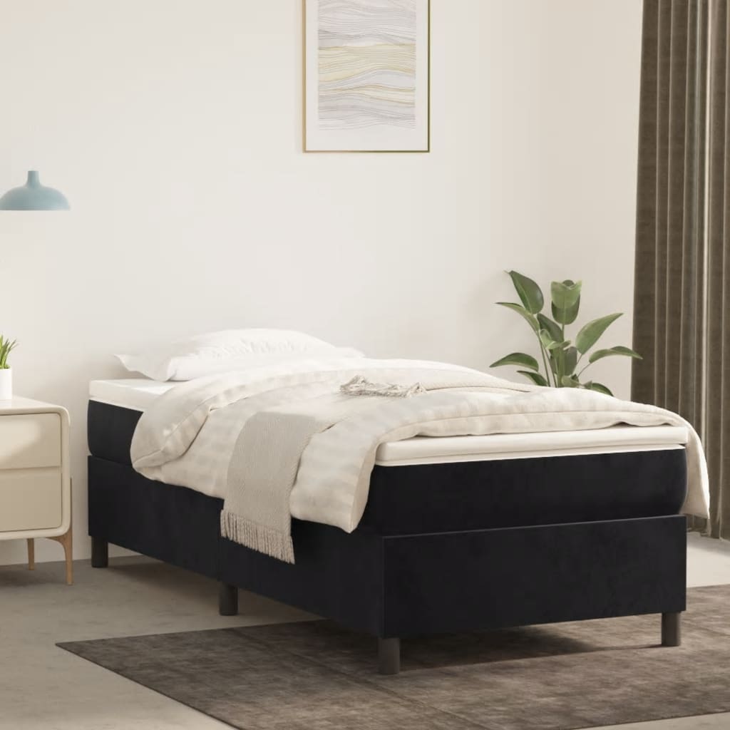 Boxspring bed 100x200 cm fluweel zwart is nu te koop bij PeponiXL, paradijselijk wonen!