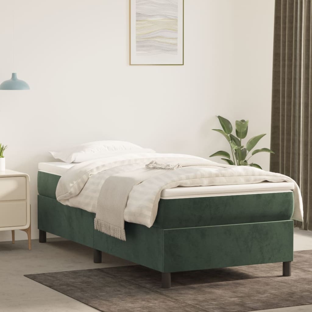 Boxspring bed 100x200 cm fluweel donkergroen is nu te koop bij PeponiXL, paradijselijk wonen!