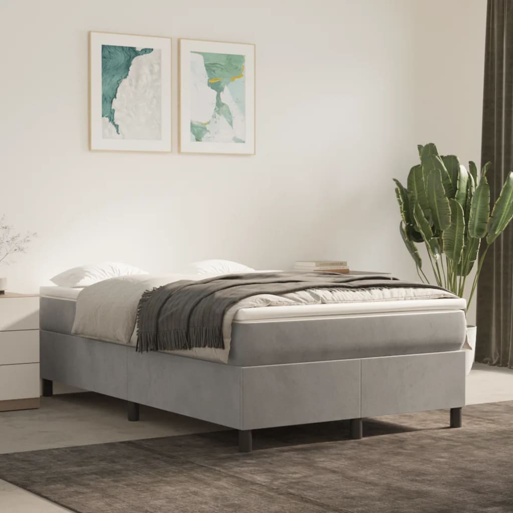 Boxspring bed 120x200 cm fluweel lichtgrijs is nu te koop bij PeponiXL, paradijselijk wonen!