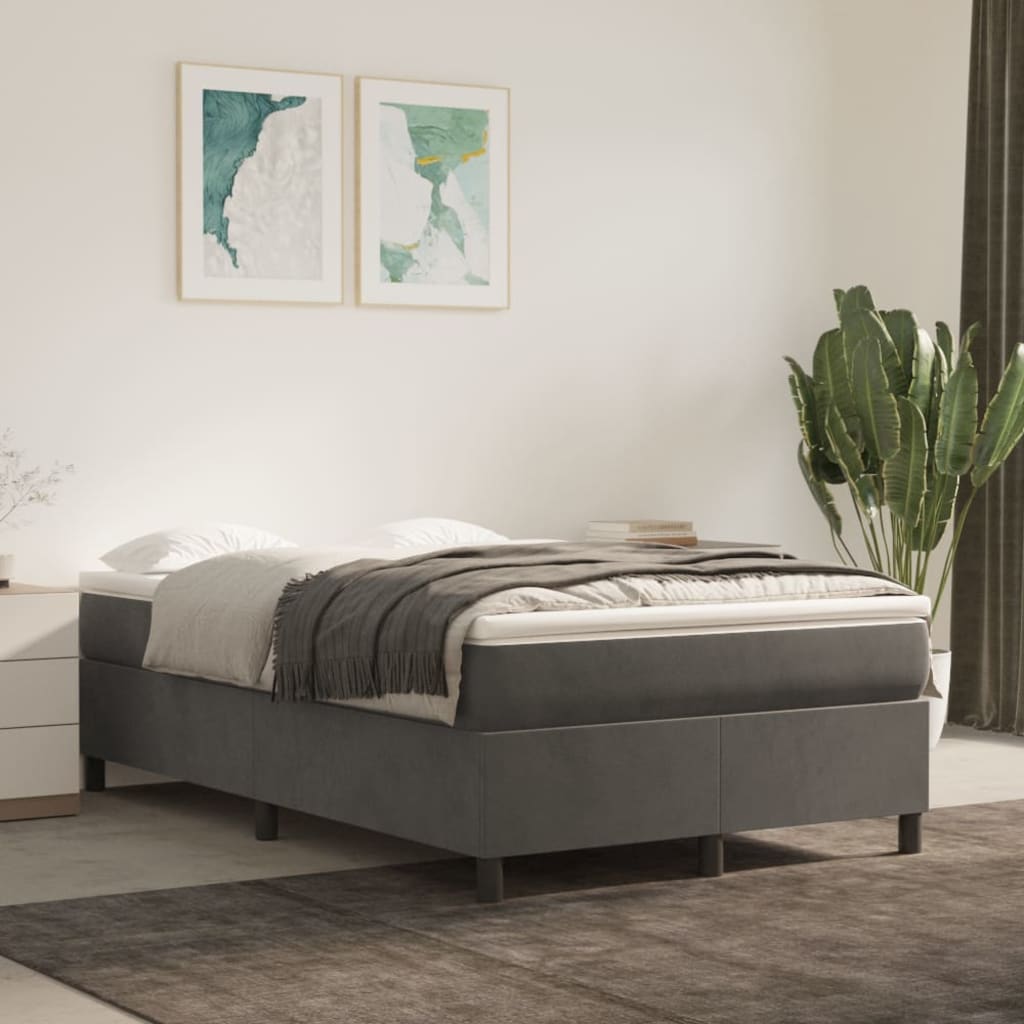 Boxspring bed 120x200 cm fluweel donkergrijs is nu te koop bij PeponiXL, paradijselijk wonen!
