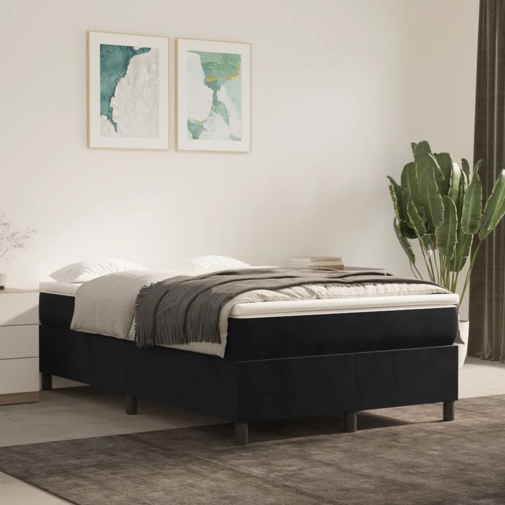 Boxspring bed 120x200 cm fluweel zwart is nu te koop bij PeponiXL, paradijselijk wonen!