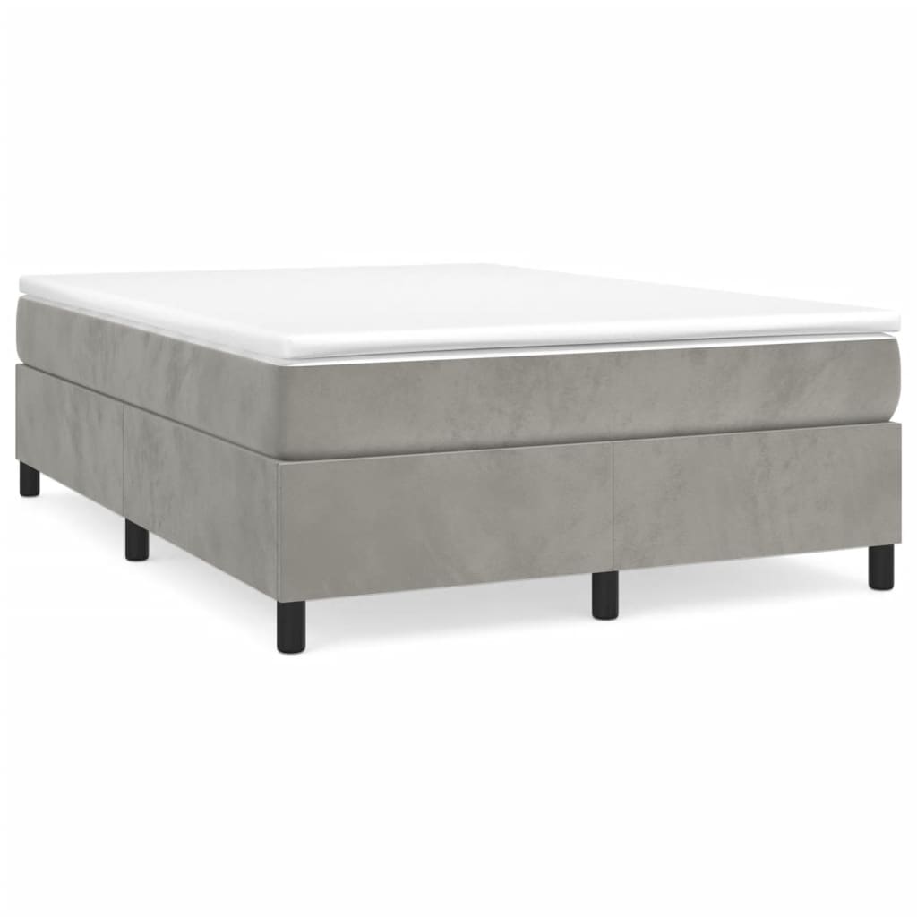 Boxspring bed 140x190 cm fluweel lichtgrijs is nu te koop bij PeponiXL, paradijselijk wonen!