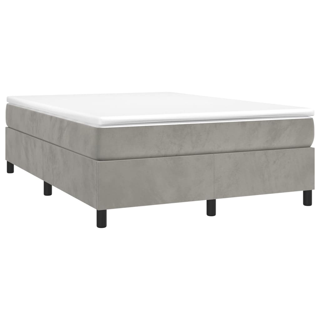 Boxspring bed 140x190 cm fluweel lichtgrijs is nu te koop bij PeponiXL, paradijselijk wonen!