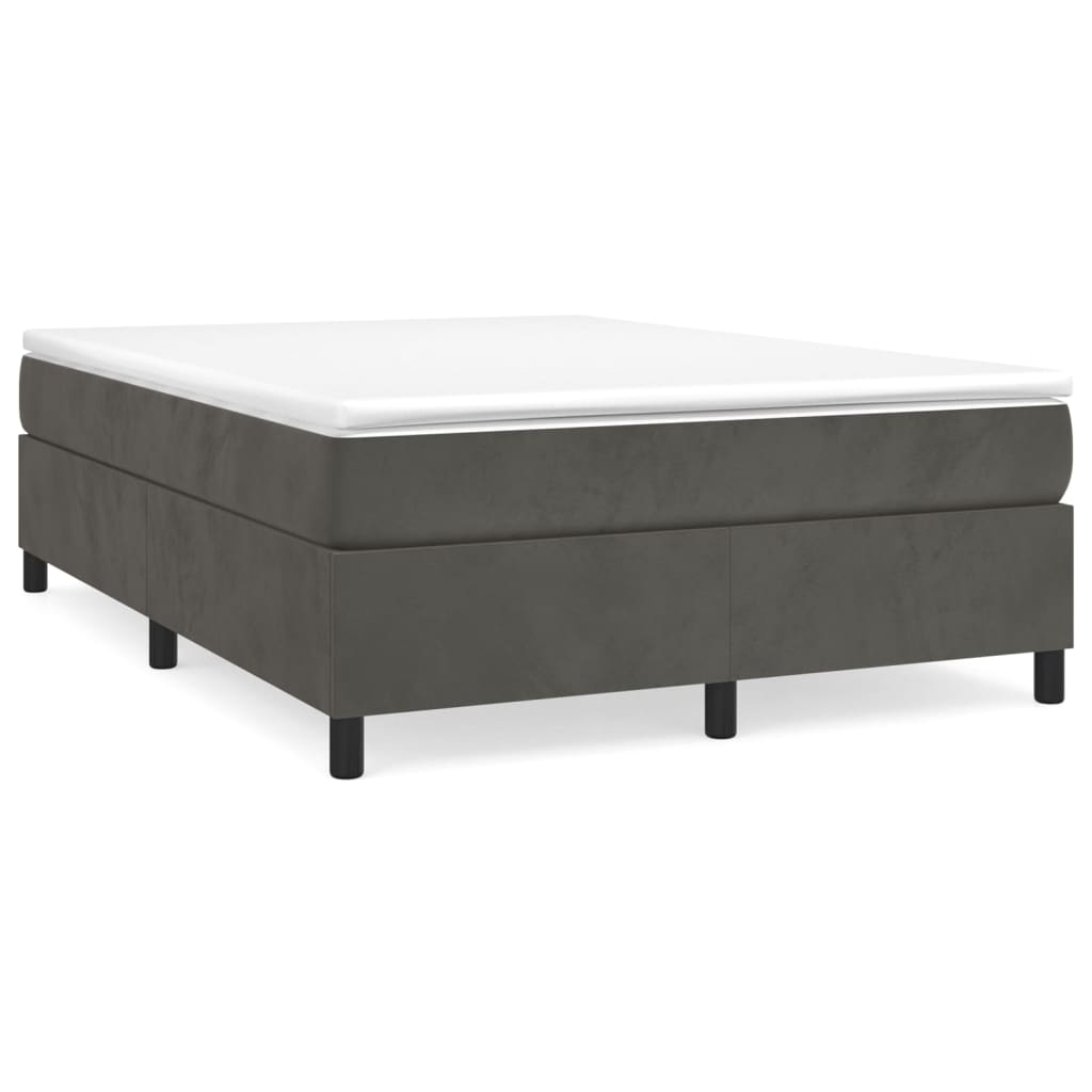 Boxspring bed 140x190 cm fluweel donkergrijs is nu te koop bij PeponiXL, paradijselijk wonen!