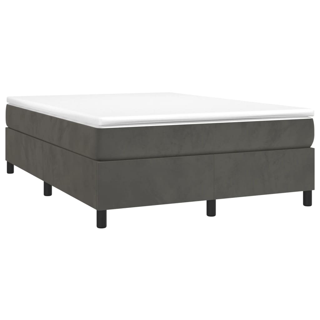 Boxspring bed 140x190 cm fluweel donkergrijs is nu te koop bij PeponiXL, paradijselijk wonen!
