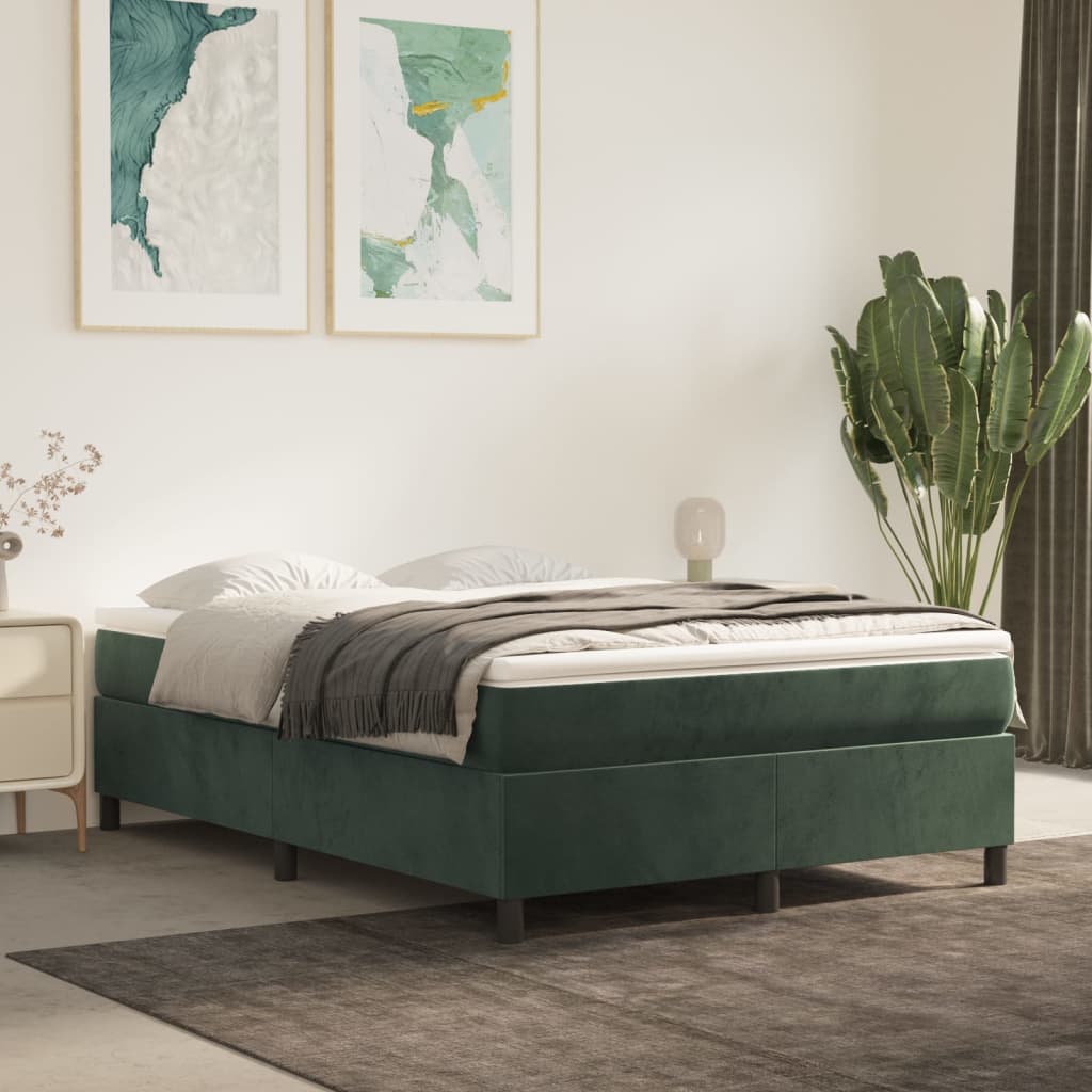 Boxspring bed 140x190 cm fluweel donkergroen is nu te koop bij PeponiXL, paradijselijk wonen!