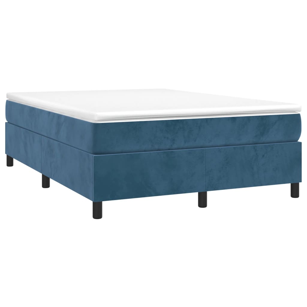Boxspring bed 140x190 cm fluweel donkerblauw is nu te koop bij PeponiXL, paradijselijk wonen!