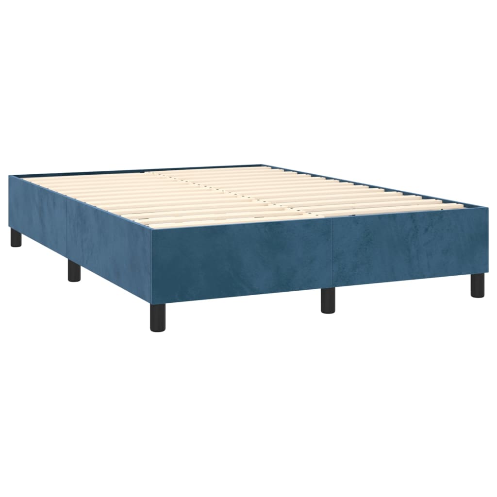 Boxspring bed 140x190 cm fluweel donkerblauw is nu te koop bij PeponiXL, paradijselijk wonen!