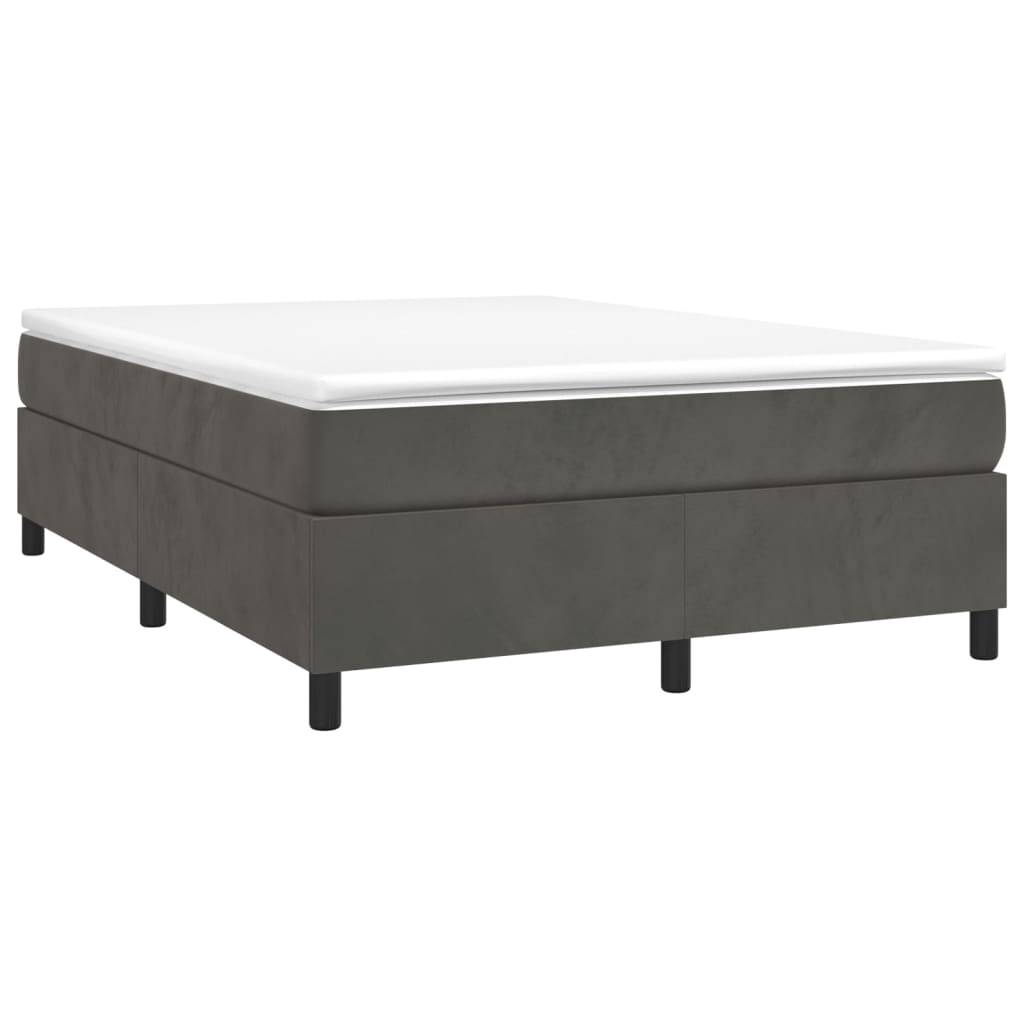 Boxspring bed 140x200 cm fluweel donkergrijs is nu te koop bij PeponiXL, paradijselijk wonen!