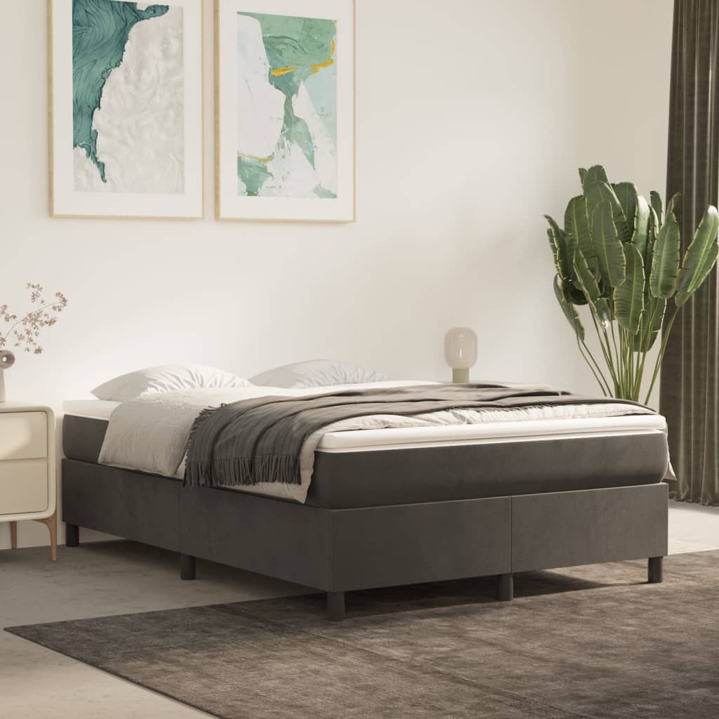 Boxspring bed 140x200 cm fluweel donkergrijs is nu te koop bij PeponiXL, paradijselijk wonen!
