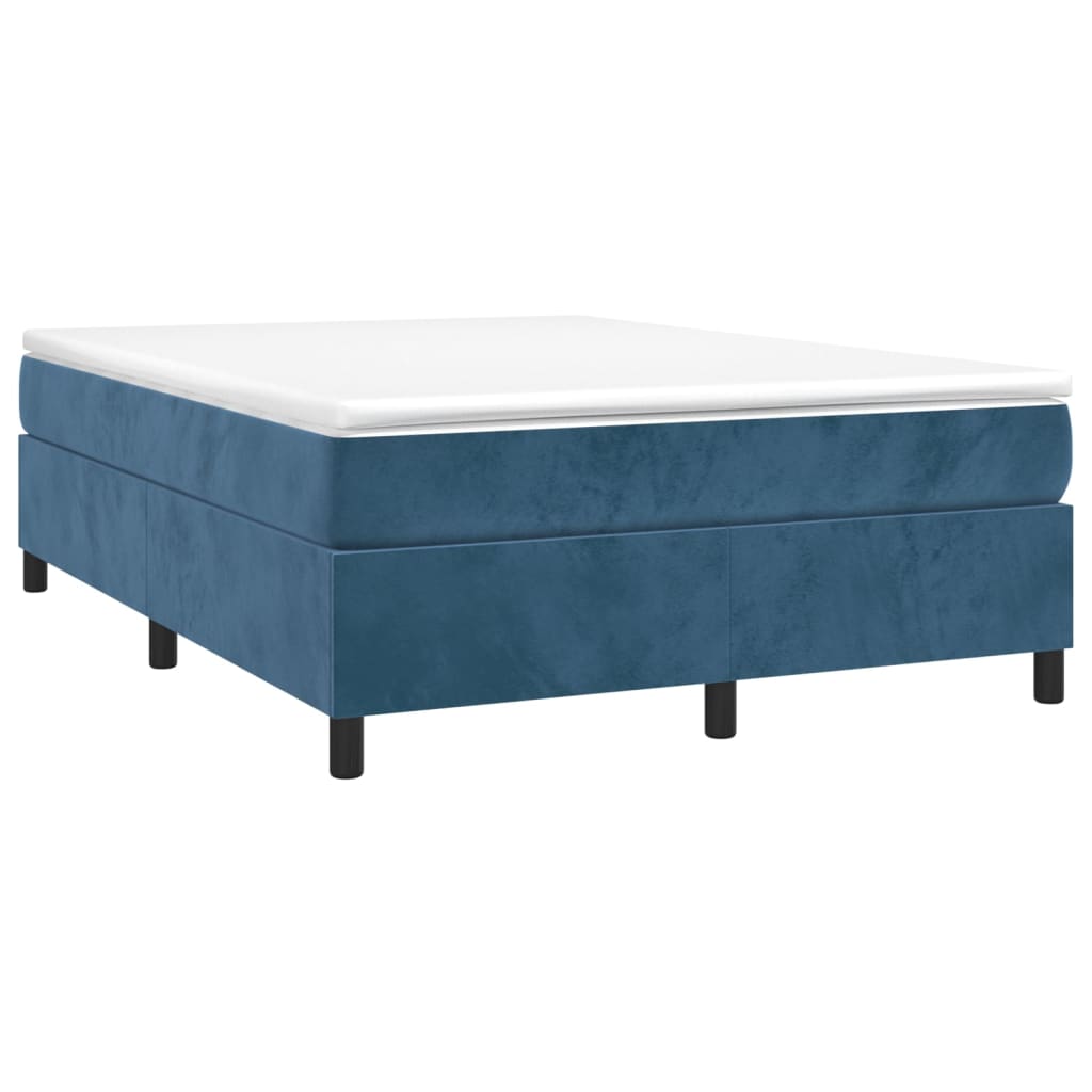 Boxspring bed 140x200 cm fluweel donkerblauw is nu te koop bij PeponiXL, paradijselijk wonen!