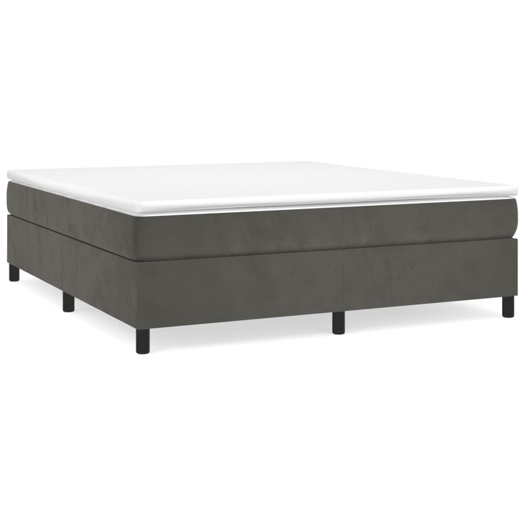 Boxspring bed 160x200 cm fluweel donkergrijs is nu te koop bij PeponiXL, paradijselijk wonen!