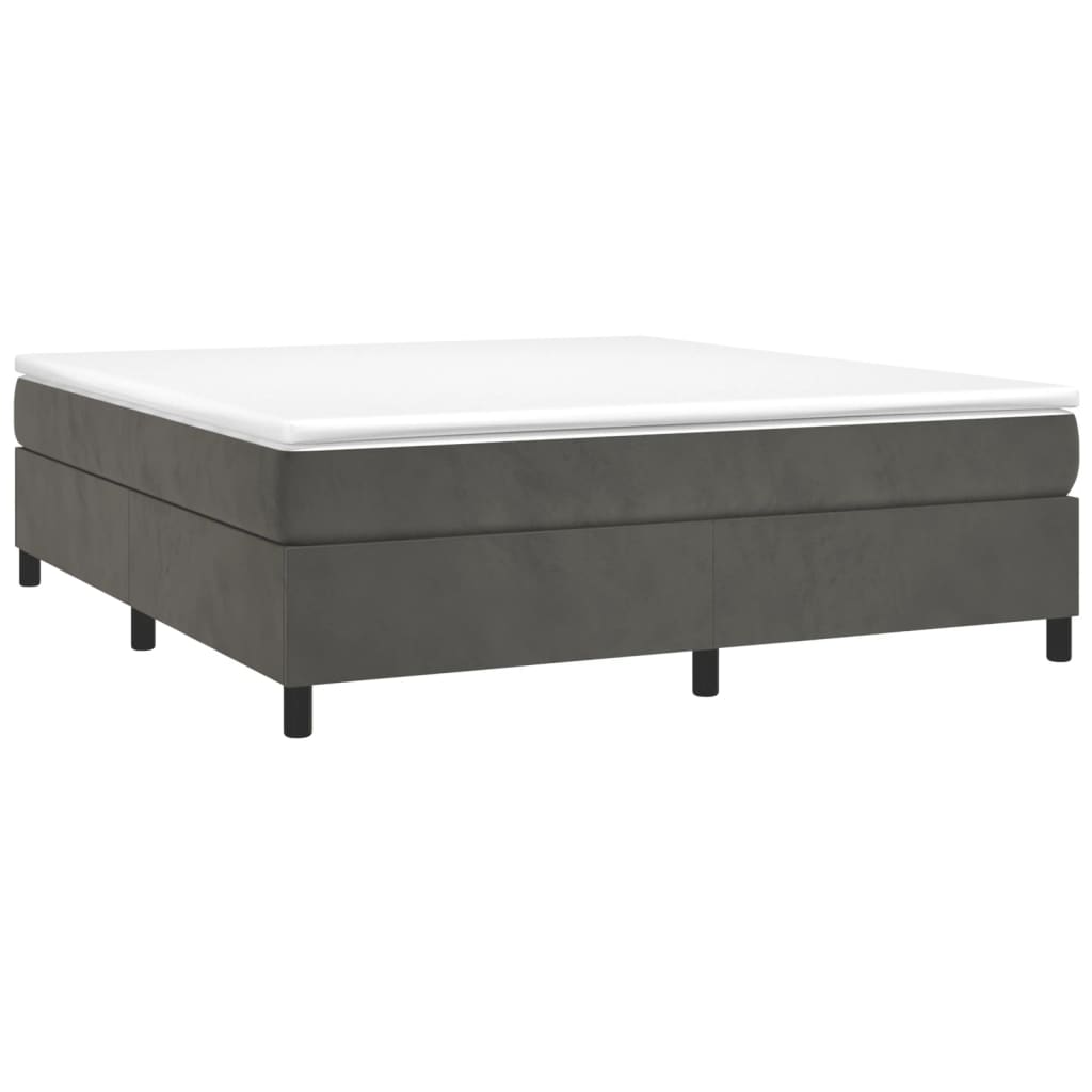 Boxspring bed 160x200 cm fluweel donkergrijs is nu te koop bij PeponiXL, paradijselijk wonen!