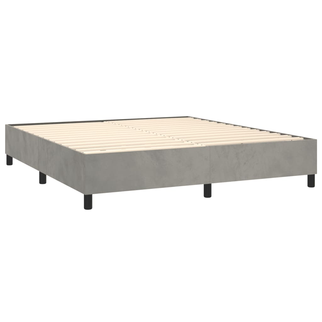 Boxspring bed 180x200 cm fluweel lichtgrijs is nu te koop bij PeponiXL, paradijselijk wonen!