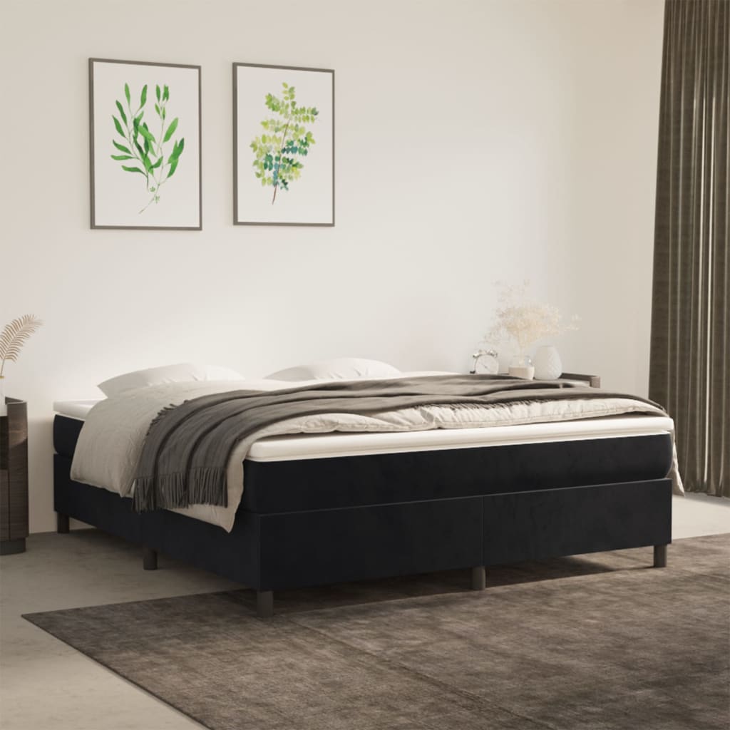 Boxspring bed 180x200 cm fluweel zwart is nu te koop bij PeponiXL, paradijselijk wonen!