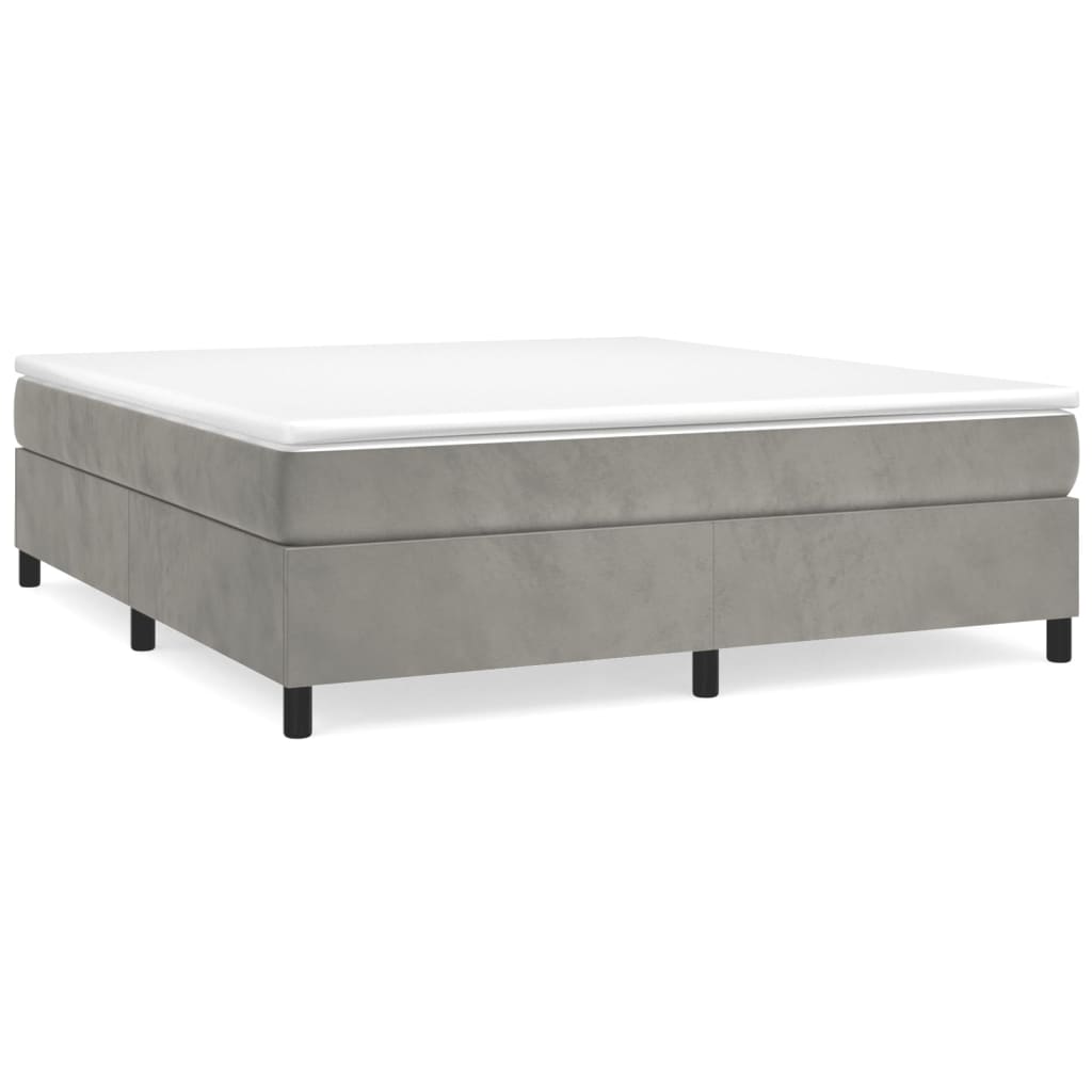 Boxspring bed 200x200 cm fluweel lichtgrijs is nu te koop bij PeponiXL, paradijselijk wonen!
