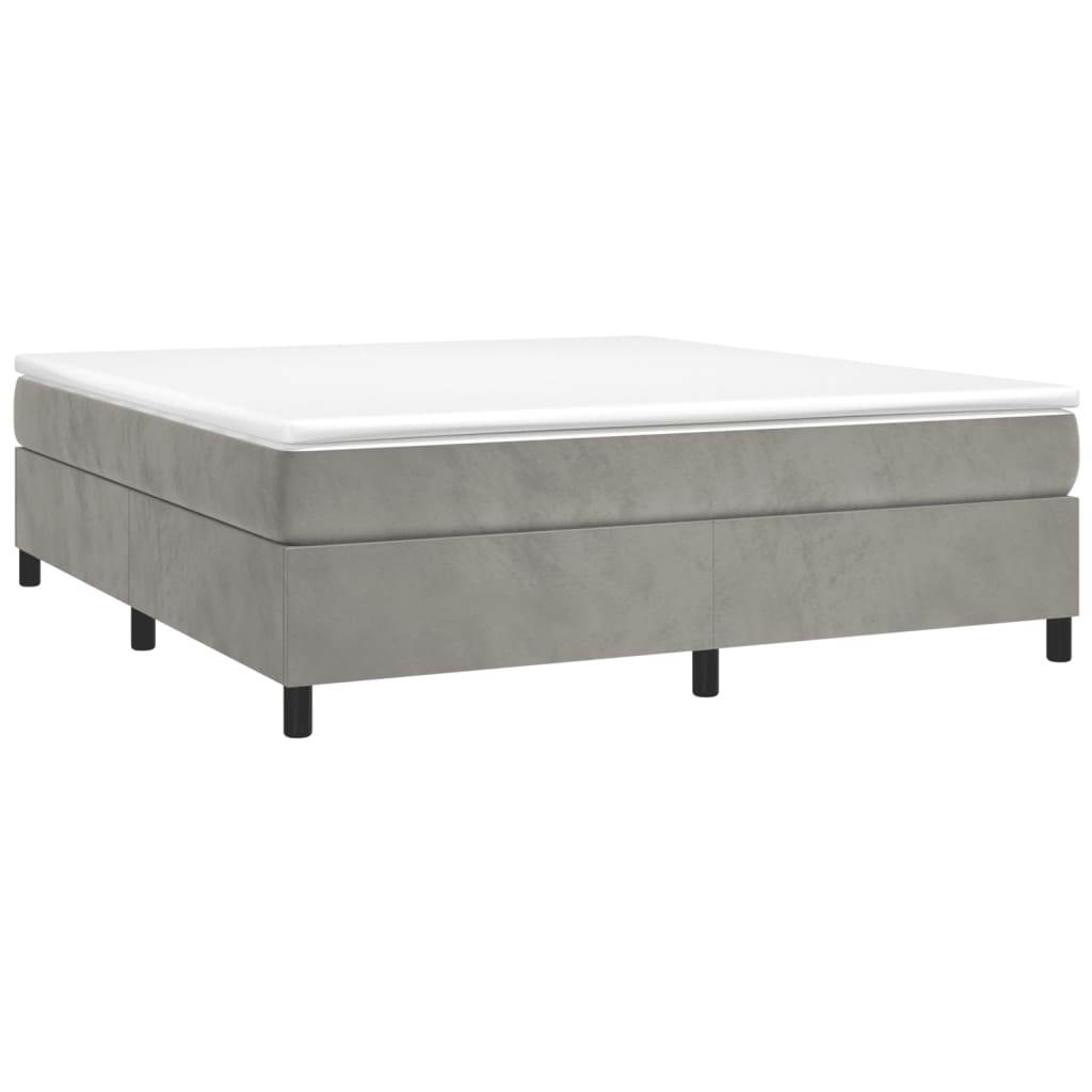 Boxspring bed 200x200 cm fluweel lichtgrijs is nu te koop bij PeponiXL, paradijselijk wonen!
