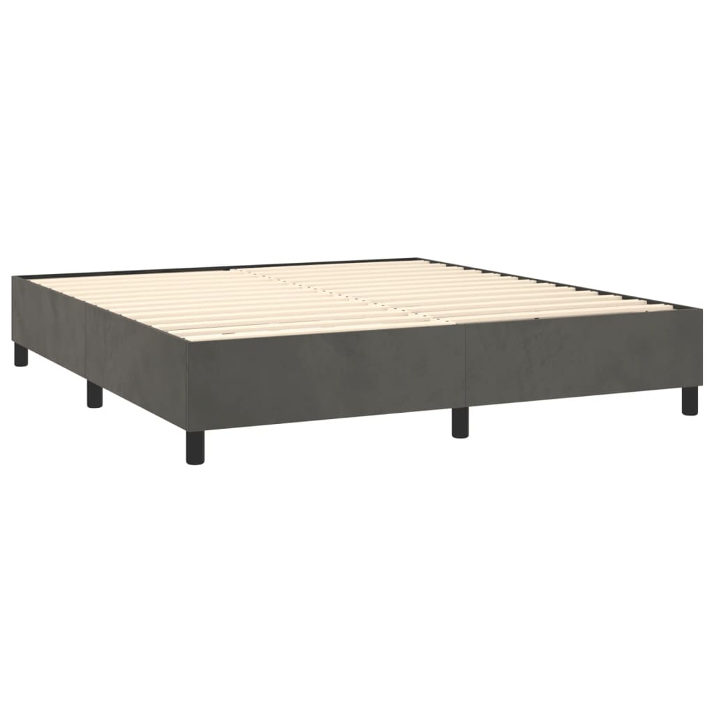 Boxspring bed 200x200 cm fluweel donkergrijs is nu te koop bij PeponiXL, paradijselijk wonen!