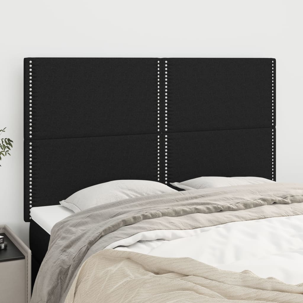 Hoofdbord zwart 144x5x118/128 cm stof is nu te koop bij PeponiXL, paradijselijk wonen!
