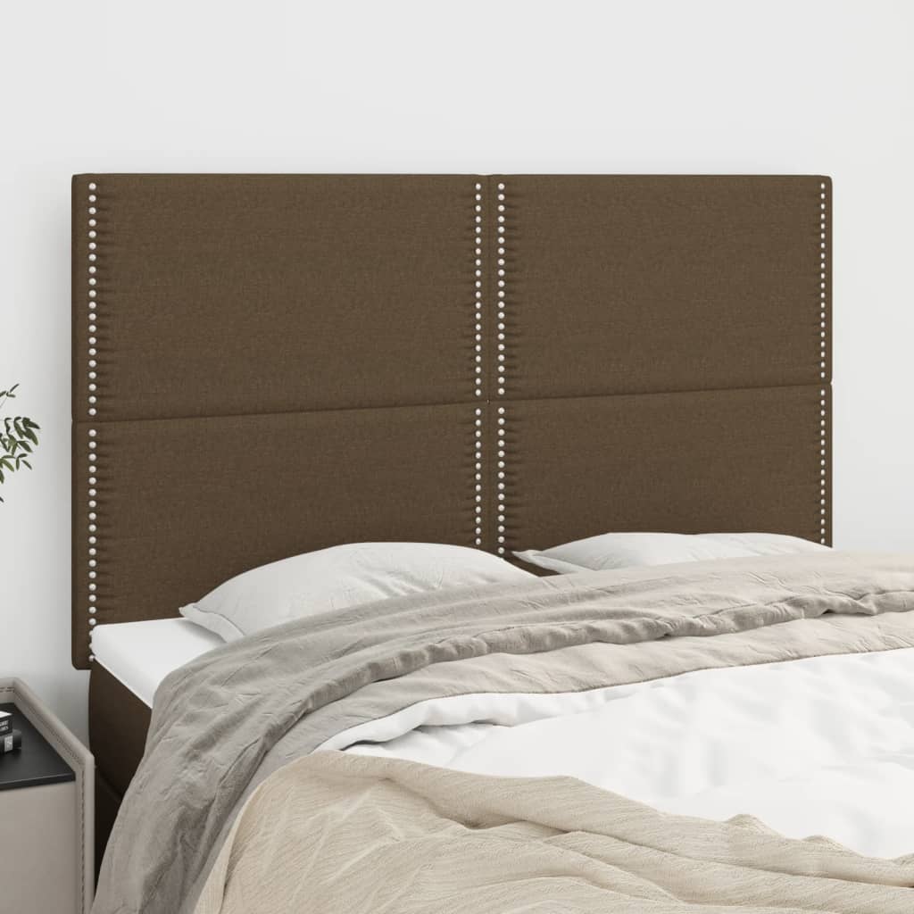 Hoofdbord donkerbruin 144x5x118/128 cm stof is nu te koop bij PeponiXL, paradijselijk wonen!