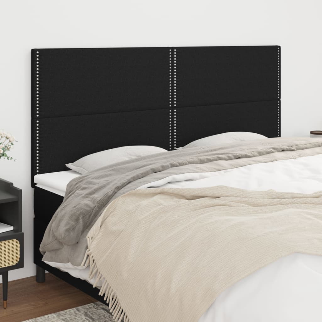 Hoofdbord zwart 180x5x118/128 cm stof is nu te koop bij PeponiXL, paradijselijk wonen!