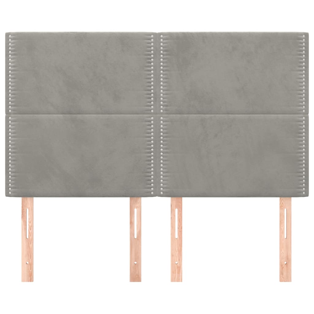 Hoofdbord lichtgrijs 144x5x118/128 cm fluweel is nu te koop bij PeponiXL, paradijselijk wonen!