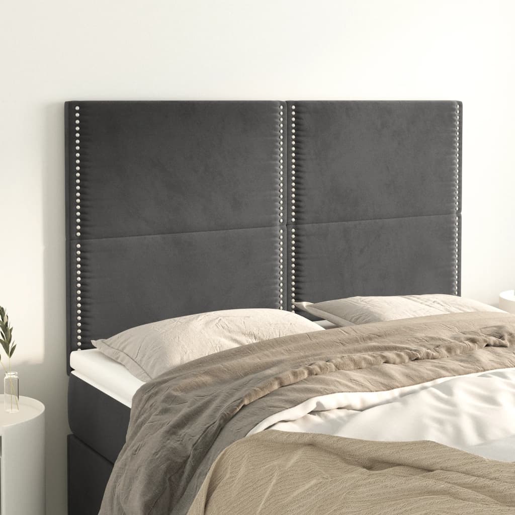 Hoofdbord donkergrijs 144x5x118/128 cm Fluweel is nu te koop bij PeponiXL, paradijselijk wonen!