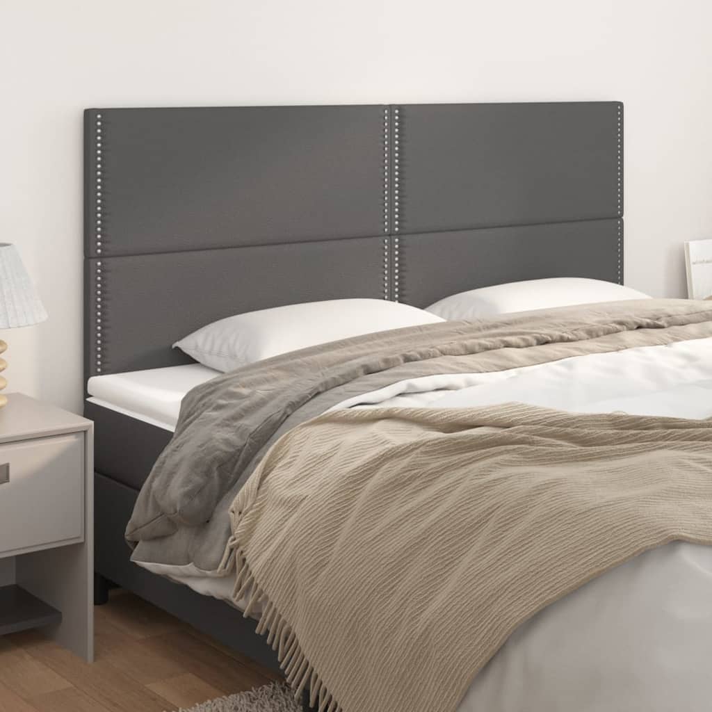 Hoofdbord grijs 200x5x118/128 cm kunstleer is nu te koop bij PeponiXL, paradijselijk wonen!