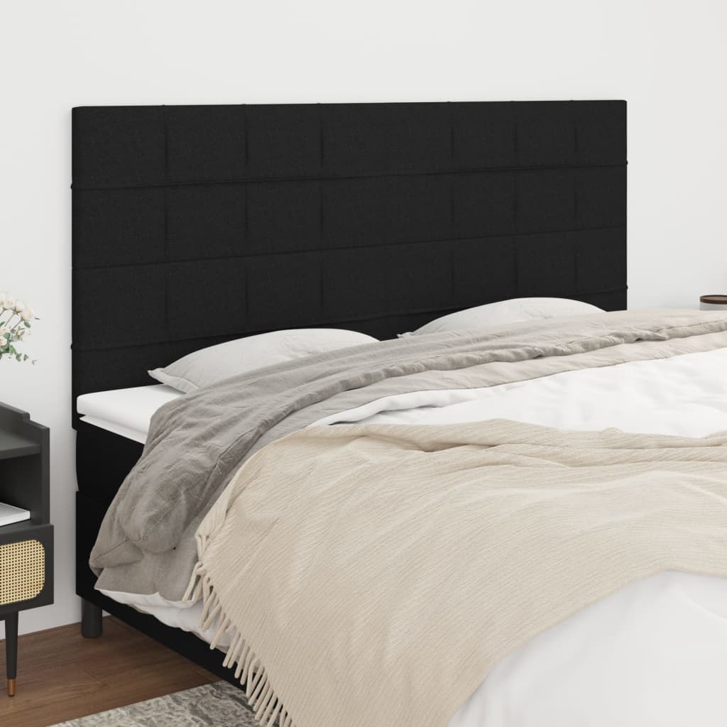 Hoofdbord zwart 200x5x118/128 cm stof is nu te koop bij PeponiXL, paradijselijk wonen!