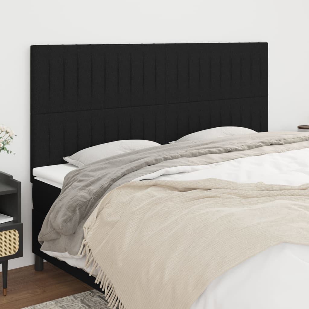 Hoofdbord zwart 200x5x118/128 cm stof is nu te koop bij PeponiXL, paradijselijk wonen!