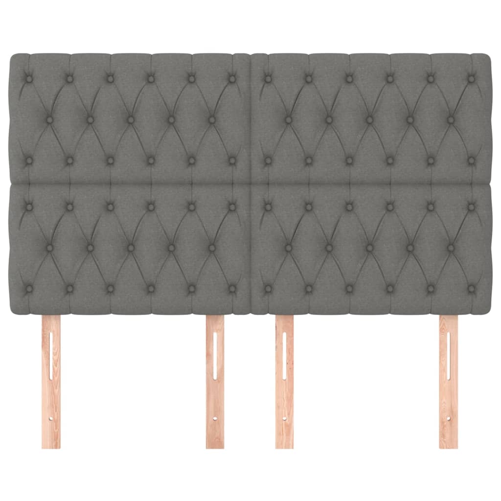 Hoofdbord donkergrijs 160x7x118/128 cm Stof is nu te koop bij PeponiXL, paradijselijk wonen!