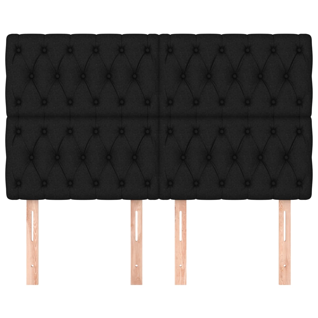Hoofdbord zwart 160x7x118/128 cm stof is nu te koop bij PeponiXL, paradijselijk wonen!