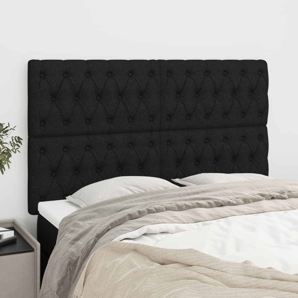 Hoofdbord zwart 160x7x118/128 cm stof is nu te koop bij PeponiXL, paradijselijk wonen!